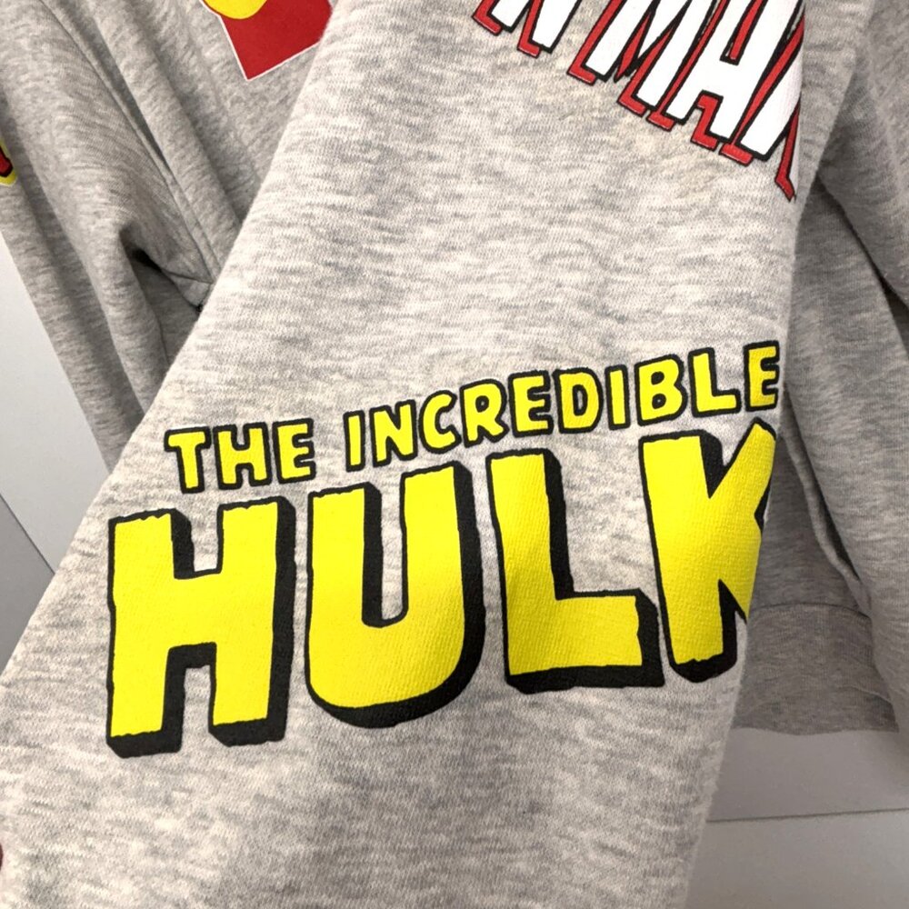 Marvel Comics Gray Hooded Sweatshirt with Graphics on Arms Men's Size Large - Picture 6 of 8